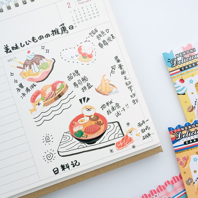 Söpöt japanilaiset astiatarrat scrapbookingiin japanilaiset ruoat roskakirjapäiväkirja tarra tee itse harrastus sisustus askartelutarvikkeet paperitavarat