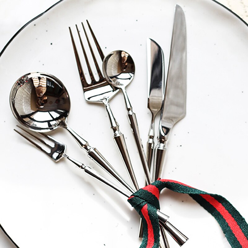 304 spiegel roestvrij staal dinermes vork lepel servies set luxe bestek zilverwerk steak koffie dessert fruit servies