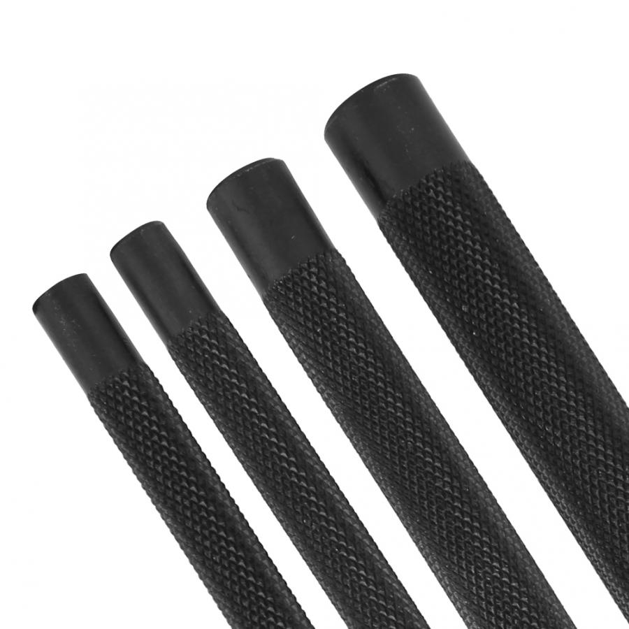 4 st stift mejsel kit läder hantverk pysselverktyg svart galvanisering läder hantverk mejsel