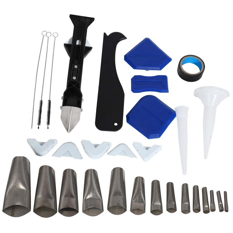 31 Piece Set of Stainless Steel Sealed Caulking Nozzle 3 in 1 Metal Scraper Scraper Tile Kitchen Sink