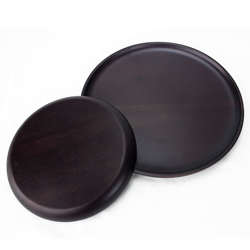 Storage Box Wood Pan Plate Fruit Dishes Saucer Tea Tray Dessert Dinner Bread Wood Plate Japanese Round/Rectangle Home Decoration