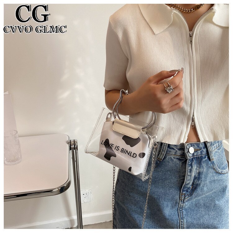 Cvvo Glmc Luxury Handbag 2PC Jelly Transparent Shoulder Messenger Bag Women Portable Crossobdy Bags