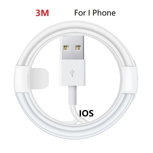 20Cm 1M 2 M 3M Usb Data Sync Oplaadkabel Voor Apple Iphone 6 6S 7 8 Plus X Xr Xs Max 11 12 Mini 13 Pro 5S Se Oplader Draad Lijn: IOS Cable 3M