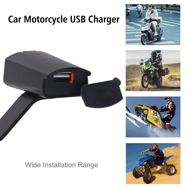 8-32V Motorfiets Elektrische Auto Waterdichte Mobiele Telefoon Usb Charger Met Lampje Motorfiets Accessoires