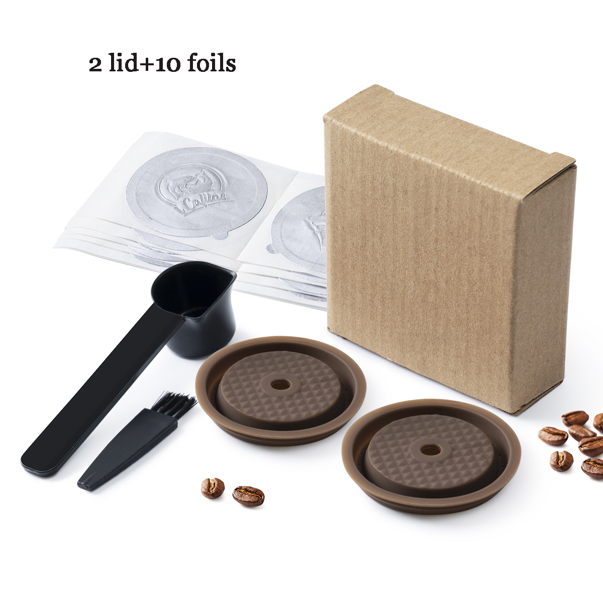 Food Grade Silicone Reusable LId/ Cover for Veruto Coffee Capsule for Vertuoline Machine Fit for 40ml 150ml 230ml Original icafi: 2pcs-10foil
