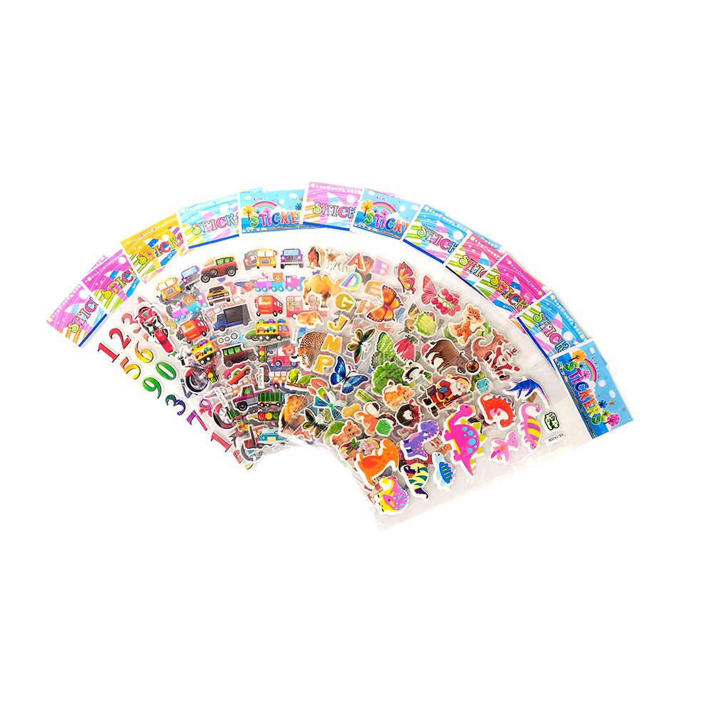 12 Sheets/lot Cartoon Stickers 3D Cartoon Random Puffy Stickers Children's Birthday School teaching education