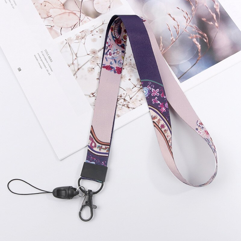 Shellnail-cordón de estilo étnico para teléfono móvil, correas universales para colgar en el cuello, cuerda larga, adorno, cuerdas: Purple