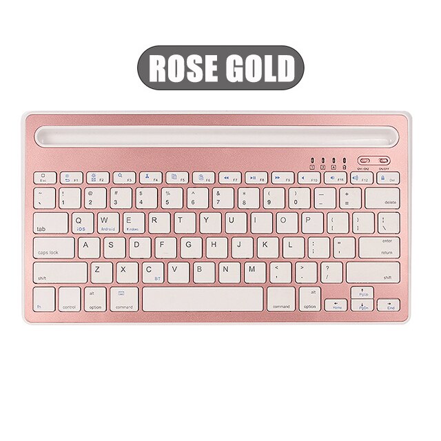 Dual Connect Wireless Bluetooth Keyboard For iPad Mini PC Laptop Keyboard For iPhone Samsung Xiaomi Tablet Mobile Phone Computer: Rose Gold