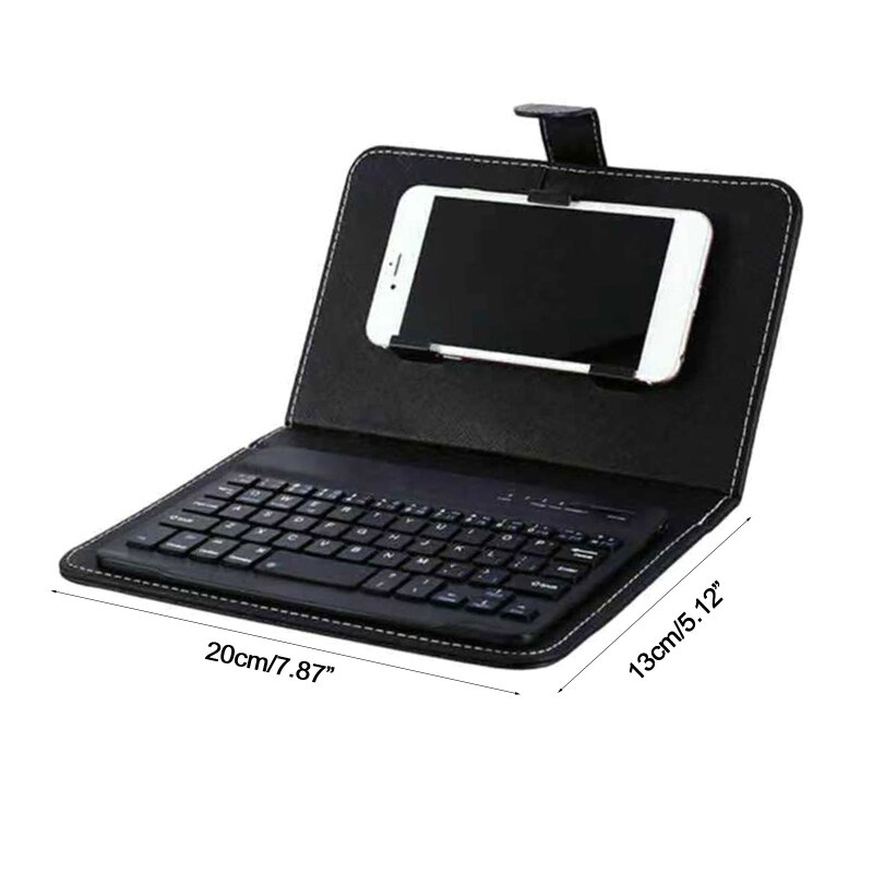 XX9A Wireless Bluetooth-compatible Keyboard with Portfolio Flip Leather Case Cover with for 4.5&#39;&#39;-6.8&#39;&#39; Phones