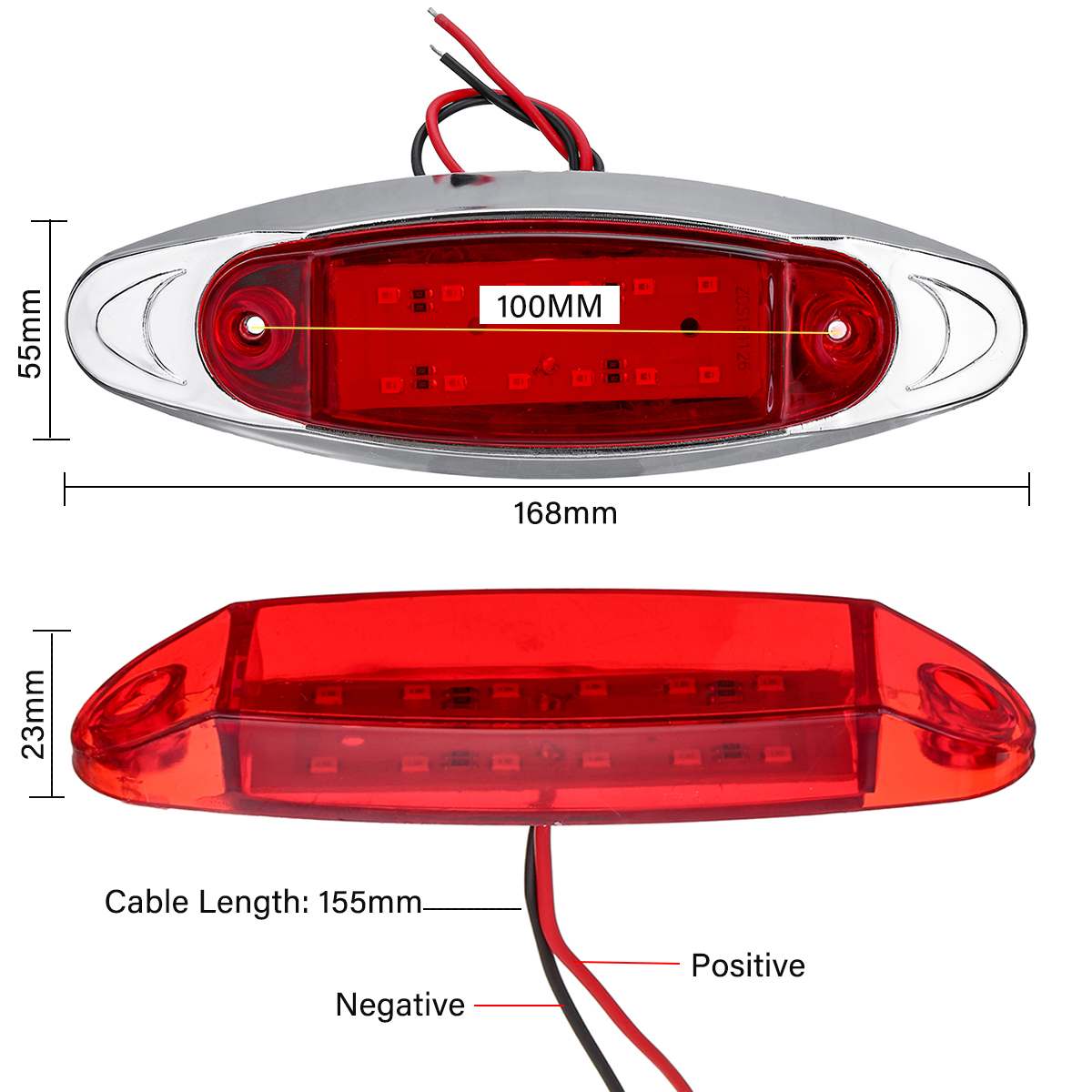 10 stk ledet bil lastbil sidemarkeringslys signal lampe fri fisk form til bus lastbil varevogn rød