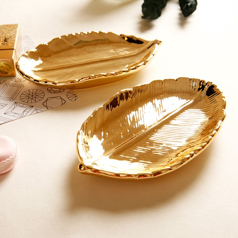 Keramik Blätter Erzähler Baum Blatt Schmuck Snacks Nachtisch Silber Ablage Rose Gold Keramik Schmuck Emaille Schmuckstück Erzähler