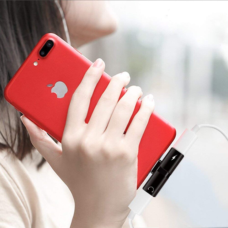 til iphone 7 8 Plus x xr lydlading dobbel adapter splitterkabel til lynkontakt til øretelefon aux-kabel-kontakt omformer