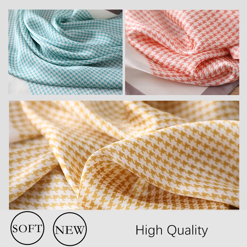Fular chales envolturas de cuello señora seda banda de pelo cuadrado Pashmina Bandana mujeres suave cuello bufandas pañuelo diadema corbata