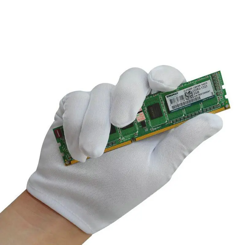 12 Pairs Thicken White Cotton Gloves Ceremonial Formal Work Uniform Magician Parades Inspection Unisex Labor Working Gloves