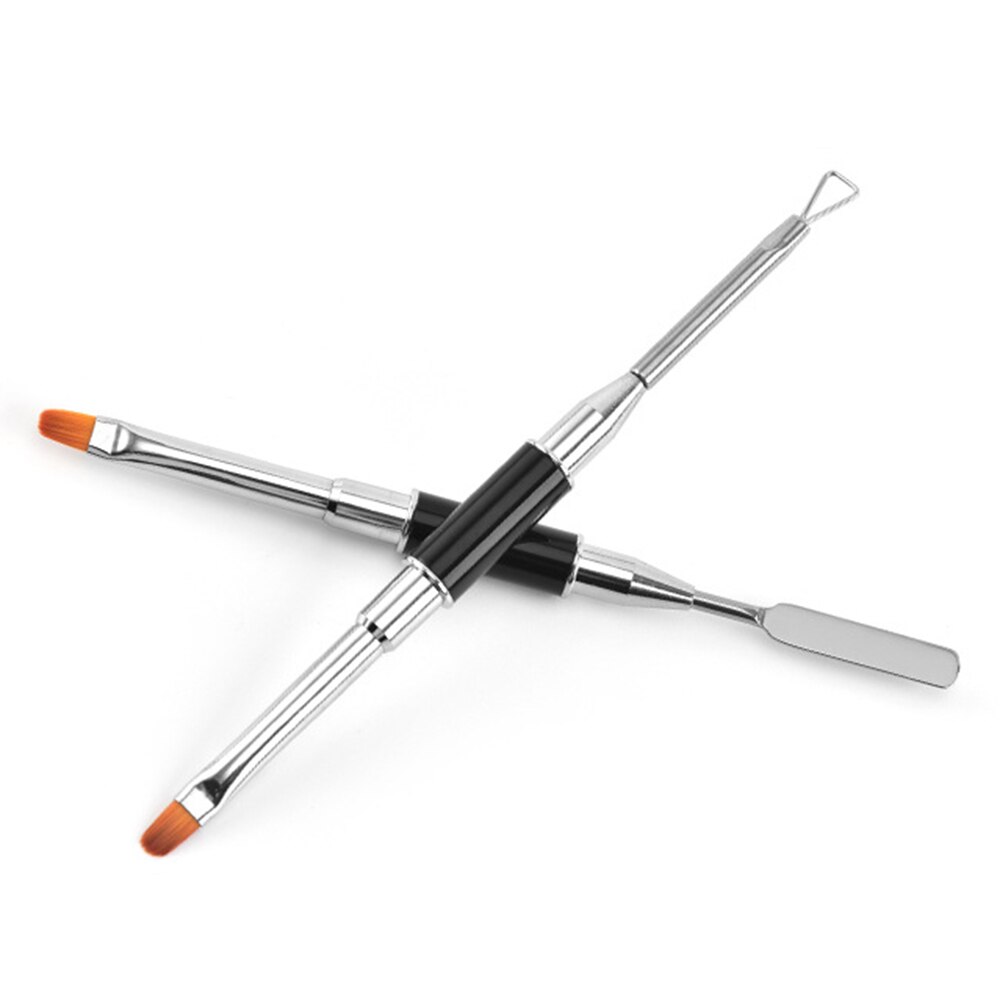 2 In 1 Dual-Ended Brush Picker Rvs Gel Professionele Nail Tool Voor Uv Gel Acryl Nagels Uitbreiding tool