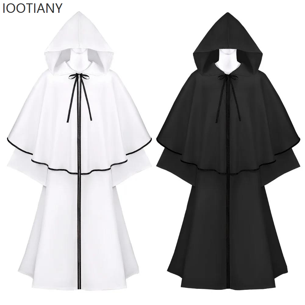 Mantello da monaco medievale di Halloween Mantello da prete rinascimentale Costume da gioco di ruolo Abito da mago Mantello Abito Mantello Costume da prestazione Nuovo