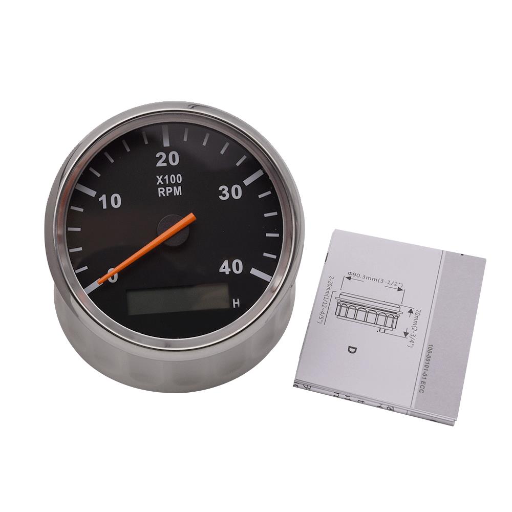 85mm tachometer + sensor Car Boat Tacho Marine Tacho Meter with LCD Hourmeter 4000 RPM Boat Tachometer 12V/24V Red Backlight