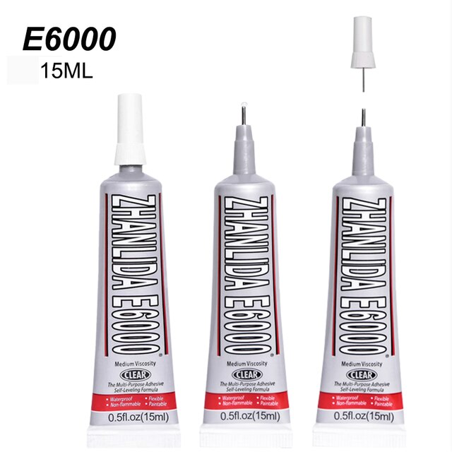 Écran Mobile B6000, 3 pièces, 15ml, Super colle B7000, Textile adhésif, transparent, école, bijoux, perle, artisanat, DIY bricolage: E6000 15ml 3Pcs