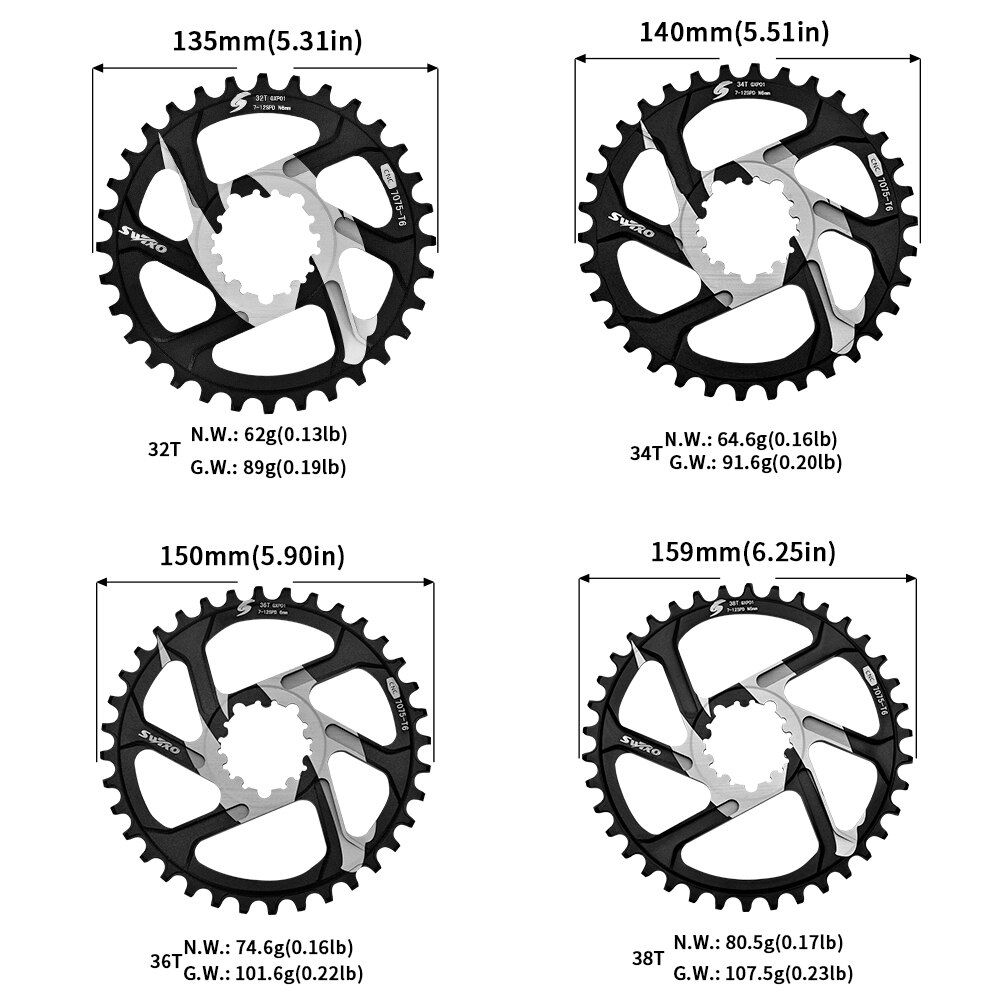 SWTXO-plato redondo GXP, corona de bicicleta de 3mm y 6mm, Compatible con SRAM SHIMANO 32 34 36 38t, rueda dentada para bicicleta de montaña: N6 / 38T