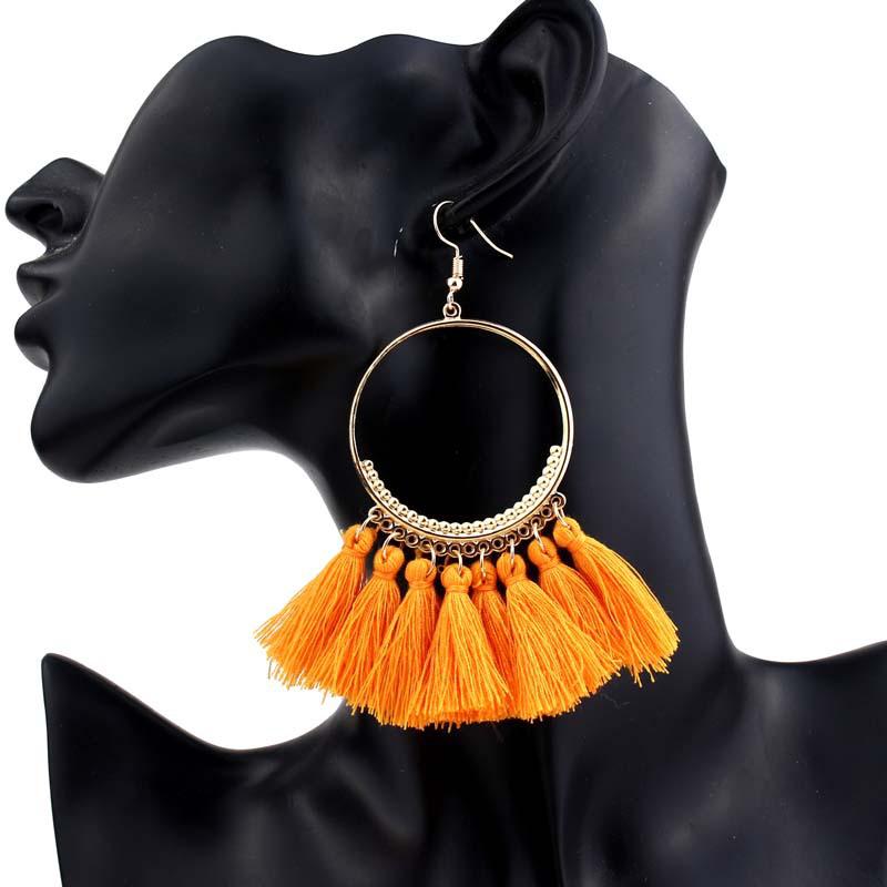 Earrings For Women Luxury Round Ball Earrings Wedding Charm Long Earringjewelry Bohemia: Orange