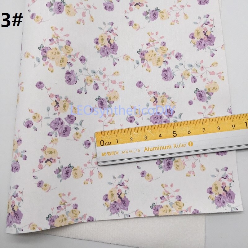 1PC 21X29CM Bloemen Gedrukt Faux Leer Stof, Synthetisch Leer Lakens, PU Leer Voor Maken Bows LEOsyntheticoDIY T343