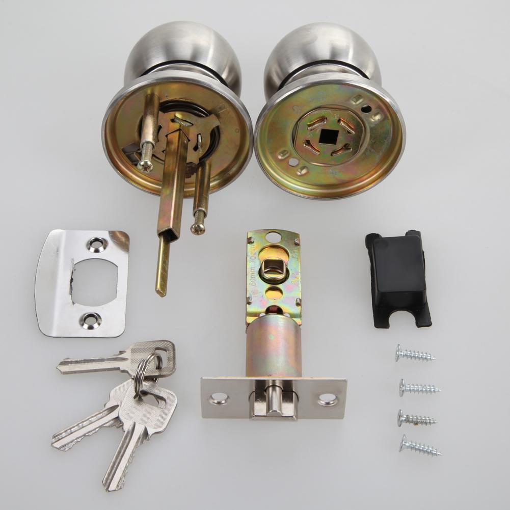 Manija de puerta redonda de rotación inoxidable, cerradura de paso de entrada con llave para el hogar, dormitorios, salas de estar y baños