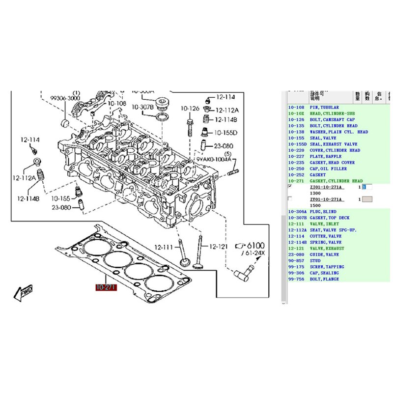 Zj Engine Rocker Cover Pattern Car accessories cylinder head gasket ZJ01-10-271A ... – Grandado