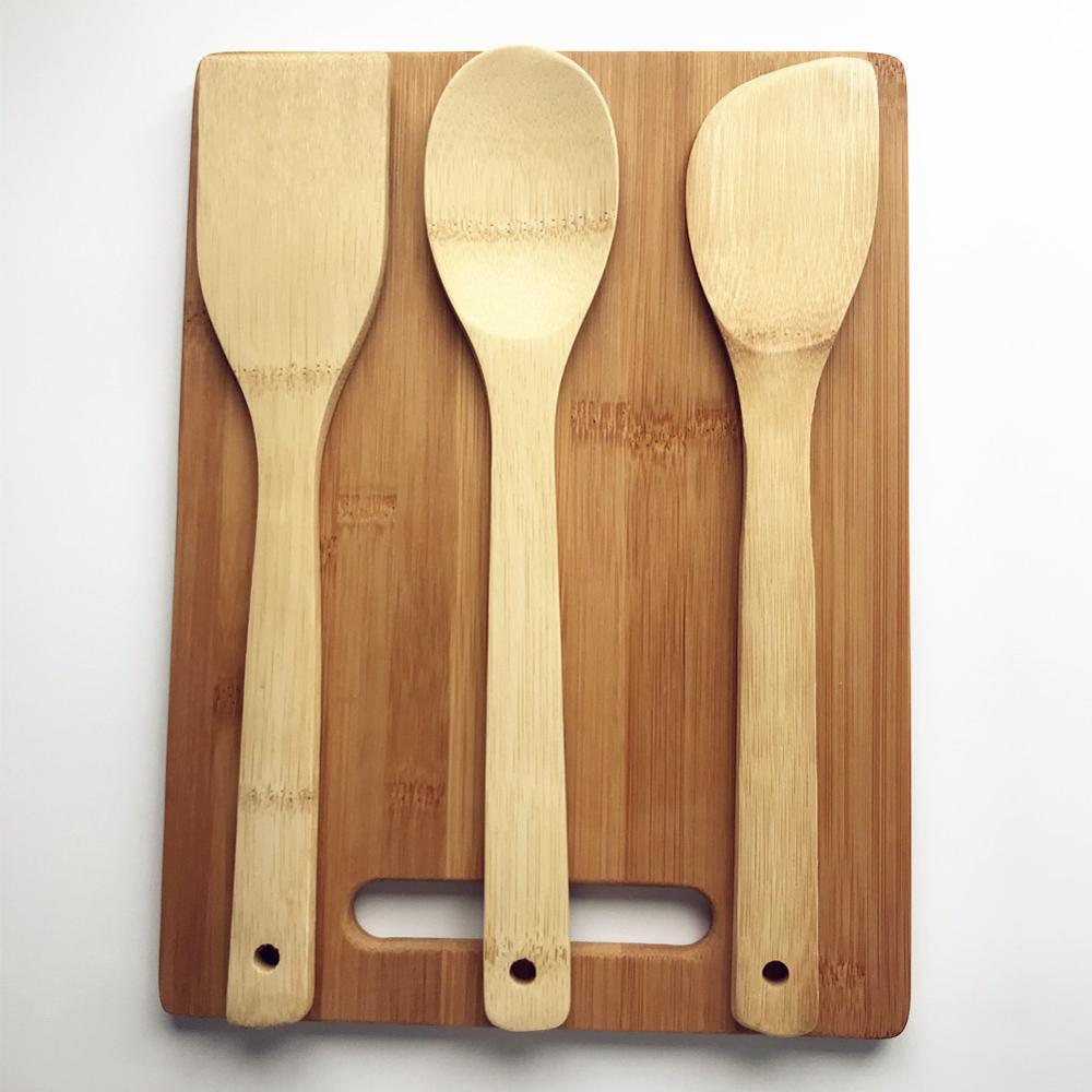 Bamboo Cutting Board with Kitchen Utensils