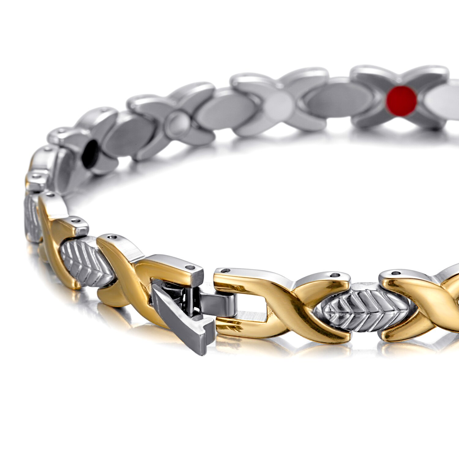 RainSo Healing FIR Magnetic Bio Energy Women's Bracelets Stainless Steel Charm Bracelets Germanium Hologram Jewelry for Women