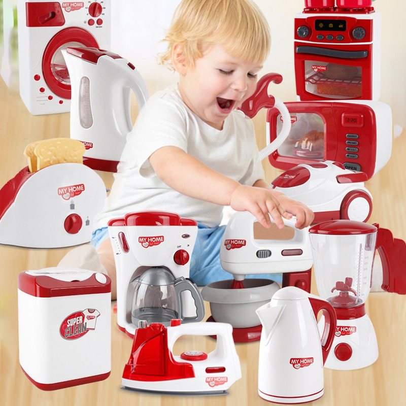 Children's Play House Large Washing Machine Children's Microwave Pot Kitchen Utensils Play House Toys Dollhouse Furniture