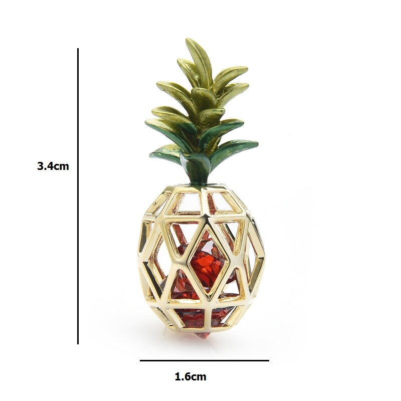 Wuli e del bambino del Nuovo di Cristallo tutto'interno ananas Spille per Le Donne Giallo Rosso Dello Smalto Frutta Matrimoni casuale Ufficio Spilla Spilli Regali