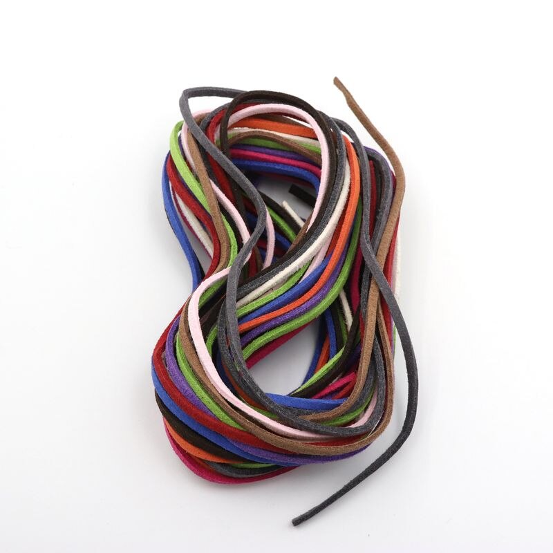 5pcs 1m 3mm Flat Faux Suede Korean Velvet Leather Cord DIY Rope Thread Jewelry Making Decorative Handicrafts Accessories: Uneven Mix Color