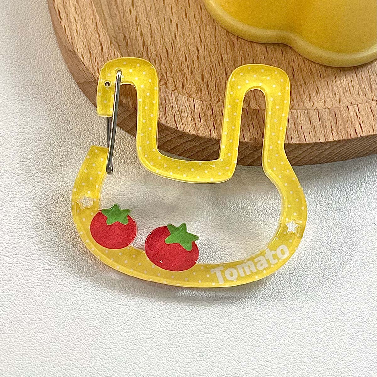 WAKAWAKA Cute Acrylic Charm Carabiner Korean Style Keychain Scrapbook Ita Bag Decor Accessories: WHITE