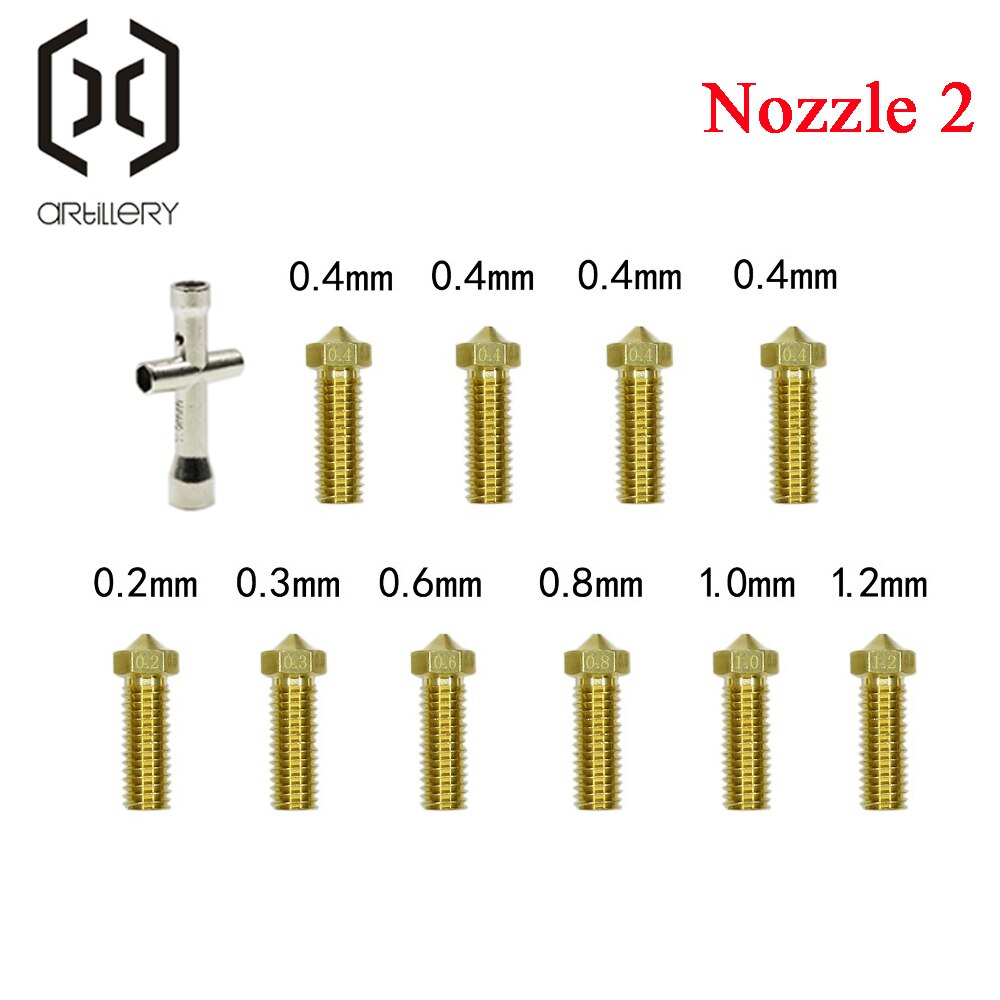 Bico vulcão 0.2/0.3mm 0.4mm 0.6mm 0.8mm 1.0mm 1.2mm kit adequado para 1.75 consumível artilharia impressora 3d extrusora cabeça de impressão: YELLOW