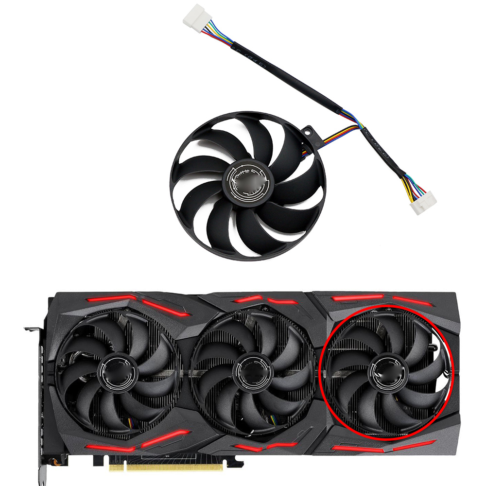 T129215SU 7Pin GPU Card Cooler Fans For ASUS ROG STRIX-GeForce RTX 2070 2080 SUPER Ti GAMING RTX2080 RTX2080Ti Fan: Silver