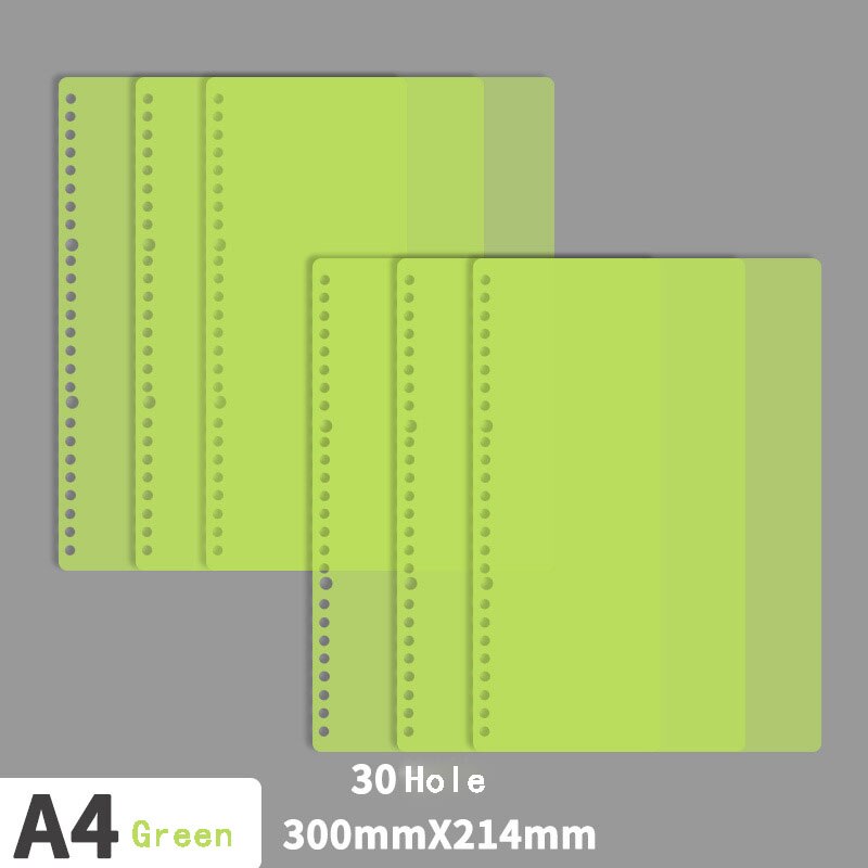 2 Pcs A5/B5/A4 Loose-Leaf Book Cover 20/26/30 Hole Binder Circle PP Separator Memo Pad Accessory For Office Documents: A4-G-20