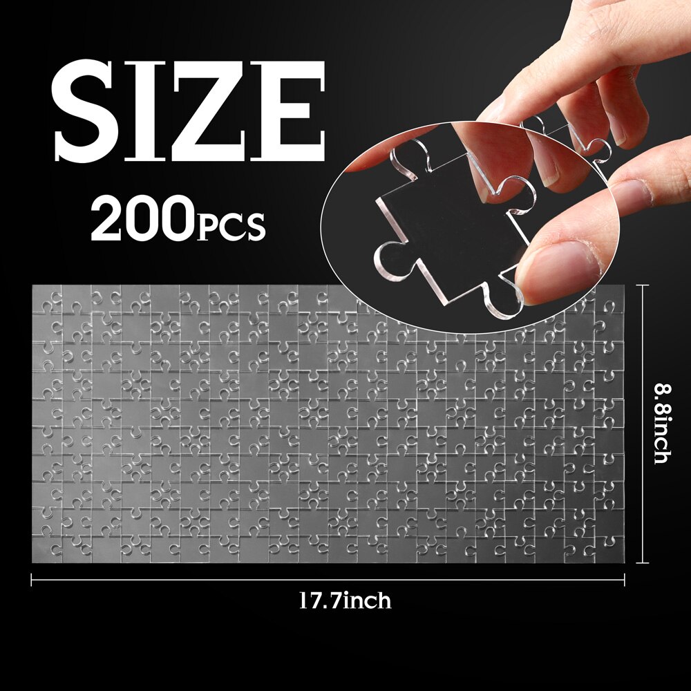 200Pcs Clear Puzzel-Blank Acryl Puzzel Stress Reliever Vrijwel Uitdaging Hoge Moeilijk Puzzel Voor Volwassenen En Kinderen