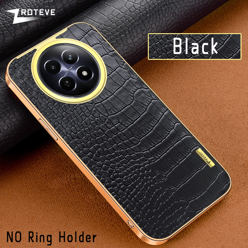 For Realme12 Pro+ Case Zroteve Plating Silicone Crocodile Leather Cover For OPPO Realme 12 Pro Plus 12x Realme12x 5G Phone Cases: PE / black