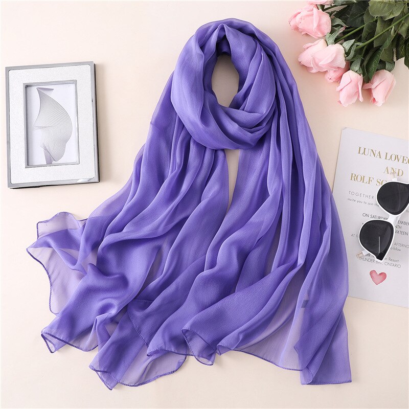 2022 Brand Women Scarf Solid Summer Silk Scarves Lady Shawl Wrap Large Size Beach Stoles Pashmina Foulard Hijab