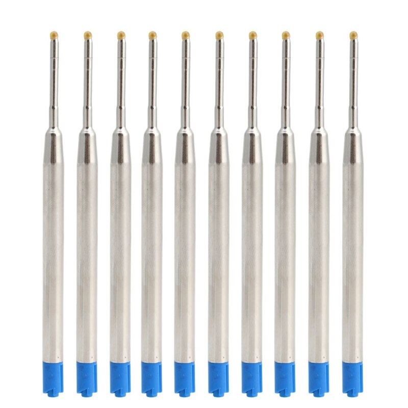 10pcs Universal Standard Style Blue Ink 1MM Medium Nib Ball Point Pen Refills: blue