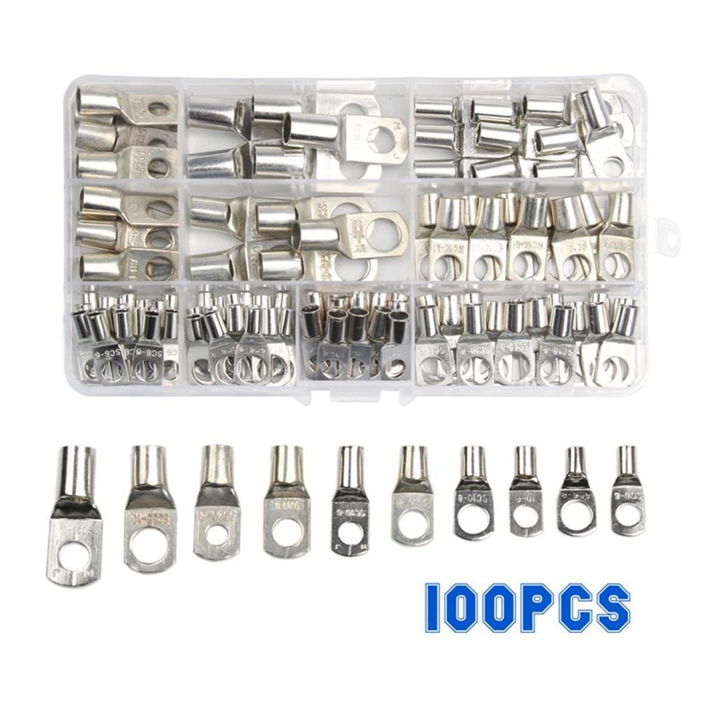 100Pcs Sc Blote Terminals Lug Vertind Koperen Buis Lug Ring Seal Batterij Draadconnectors Blote Kabel Gekrompen/Gesoldeerd terminal Kit