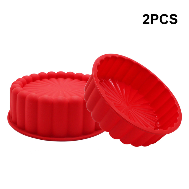 Chocolate Cake Pan Round Silicone Cakes Pan Sponge Flan Mold Strawberry Shortcake Baking Pan Silicone Molds 8 Inch: 2pcs