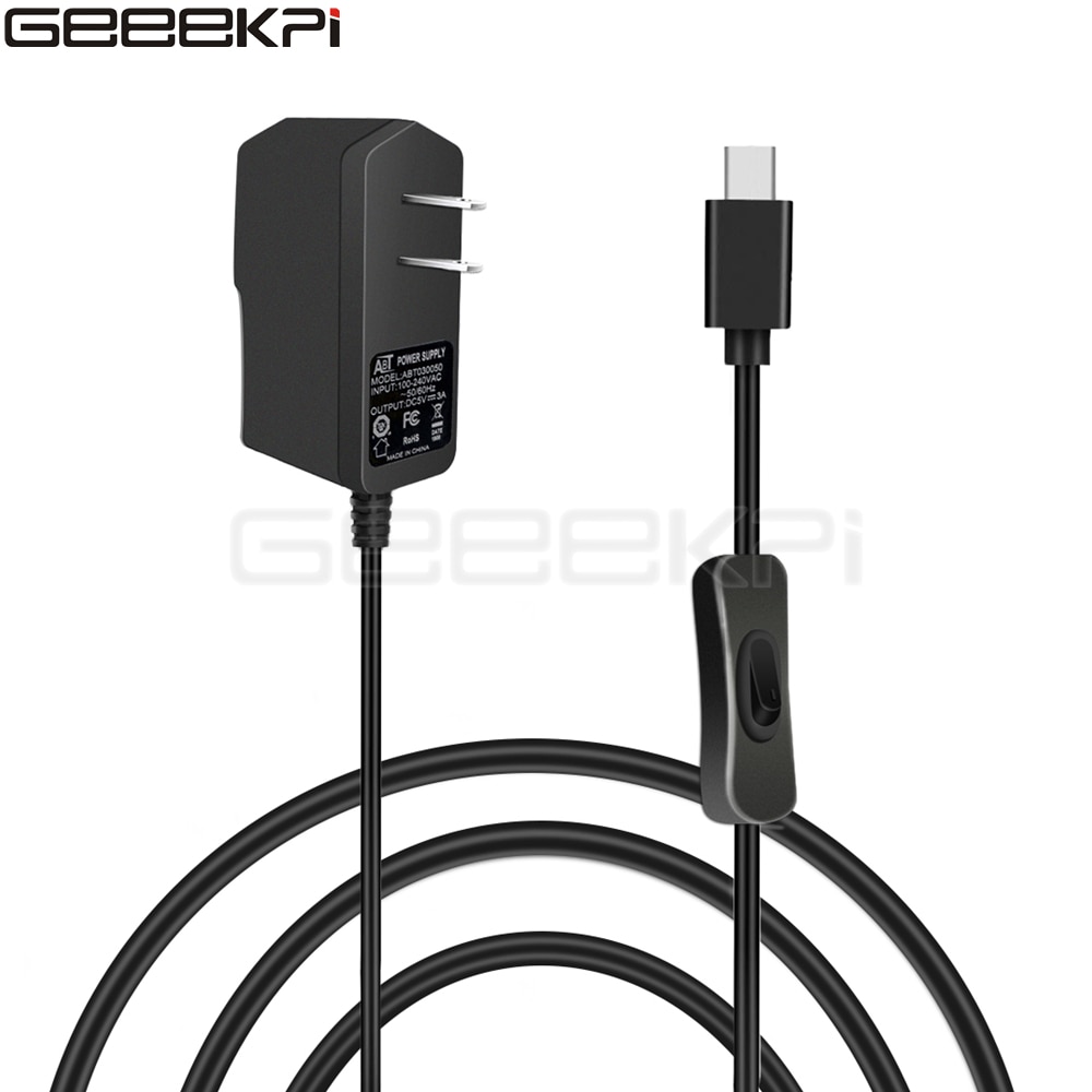 GeeekPi 5V 3A adapter robić zasilacza z kablem włączania/wyłączania EU/nas/UK kabel robić ładowarki wtykowej robić Malina Liczba Pi 4B/3B/3B +