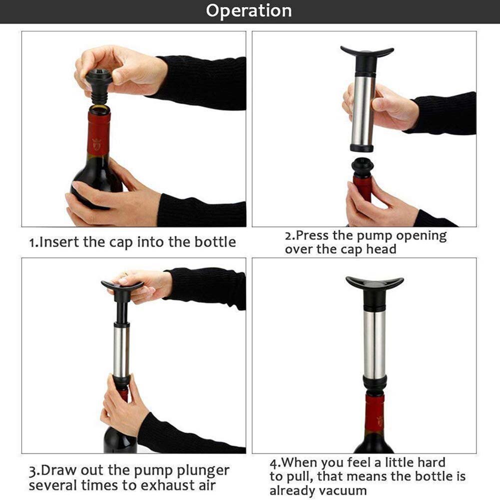 Wijn Fles Sealer Rode Wijn Saver Verse Afdichting Onderhouder Vacuüm Luchtpomp met 6 Siliconen Fles Stoppers