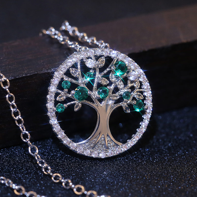 Huitan Delicato Albero Che Desiderano Collana Delle Donne Verde/viola di Pietra Regalo Di Compleanno di Alta Qualità Collana Pendent Gioelleria Raffinata E Alla Moda: XL054