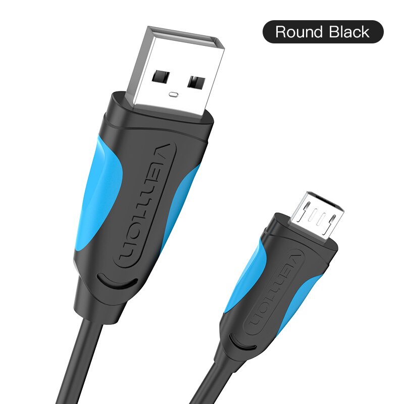 Micro USB Cable 2.4A Fast Charging USB Data Cable Mobile Phone Charging Cable for Samsung Huawei HTC Android Tablet Cable 1m 3m: Round cable black / 1m