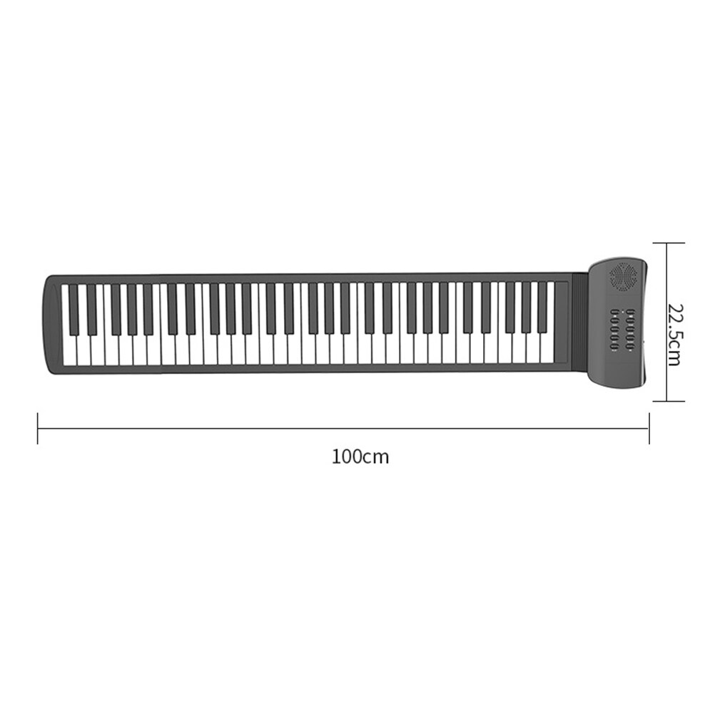 Piano enrollable plegable de silicona, 61 teclas, portátil