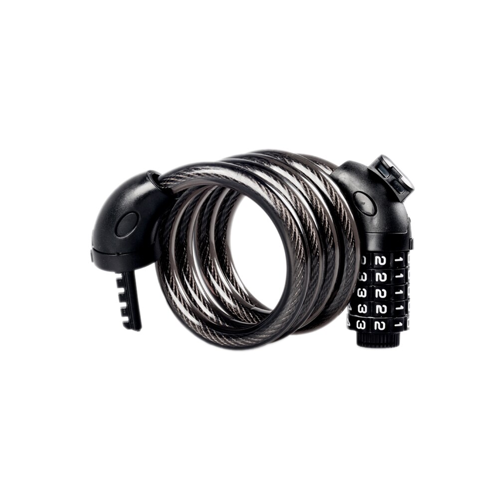 Bike Security Combination Lock 5-Position Coded Resettable Long Steel Cable Locker Protective Tools for Bicycles Scooters: Black