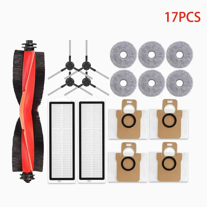 Piezas de accesorios para Robot aspirador Xiaomi X20 Max / D109GL, cepillo principal, Cepillo Lateral, filtro Hepa, paño de mopa, reemplazo de bolsa de polvo: Grey