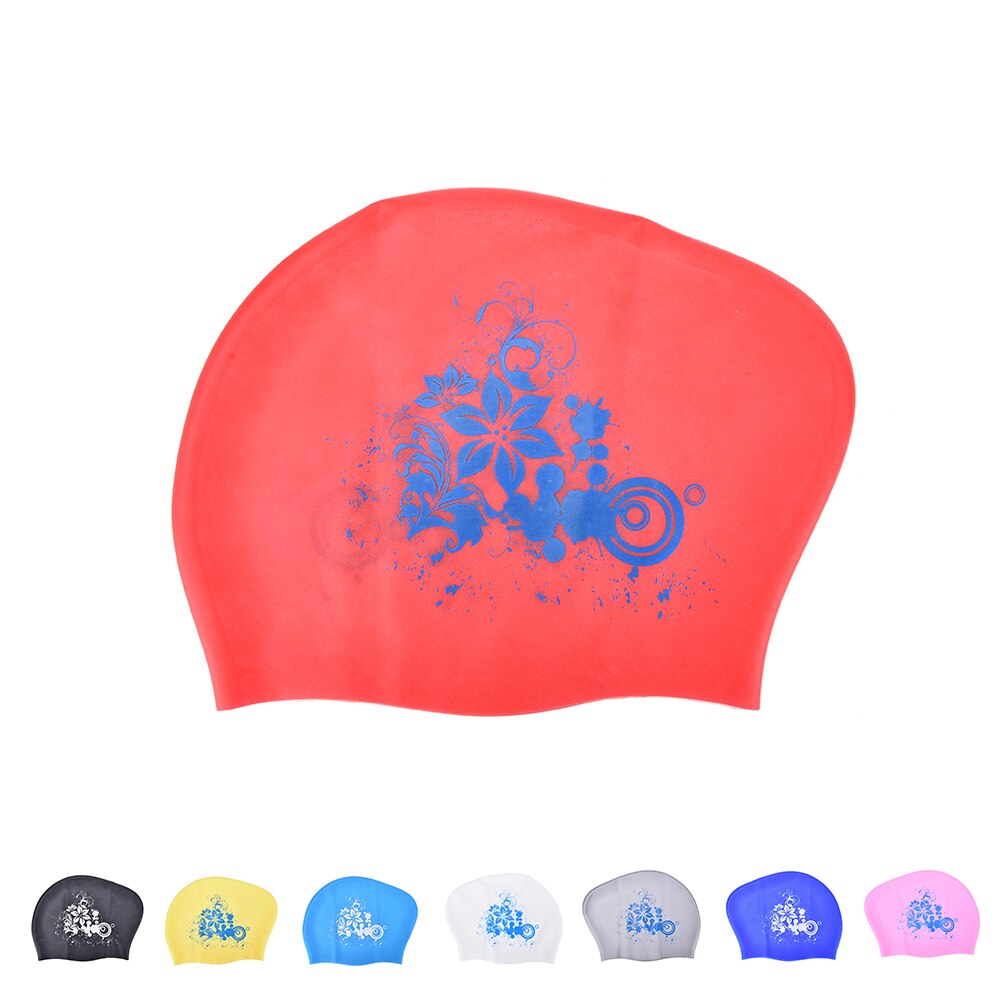 Badmuts lang haar siliconen blauw/roze
